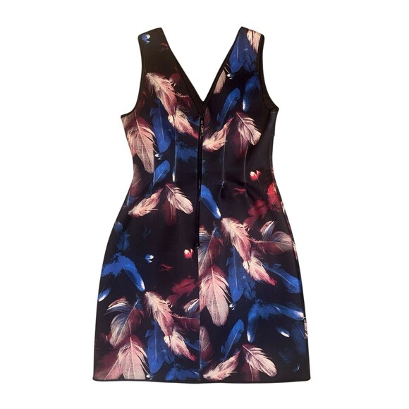 WHBM White House Black Market Dress Black Feather Print Scuba Mini Dress Size 6 - Picture 5 of 13
